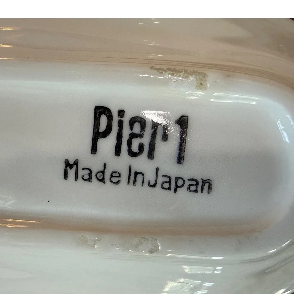 Vintage Pier 1 Japan White Ceramic Corn Dishes Set of 4 Corn Cob Serving Trays